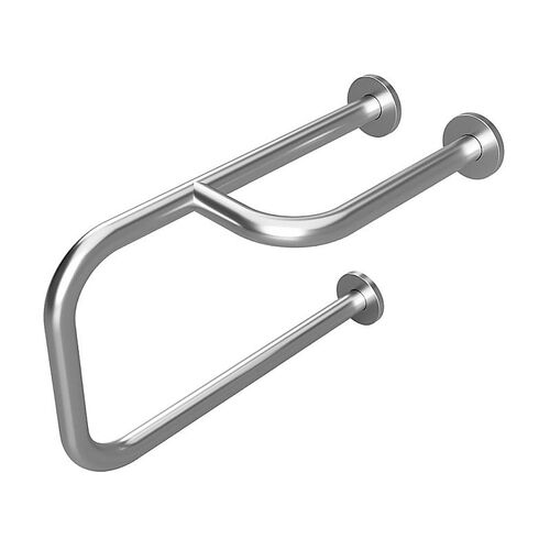 BELP St�tzgriff Rechts Edelstahl geb�rstet mit Abdeckung 235x380x516 mm, 120 kg Traglast f�r Bad & WC >> zum Bohren