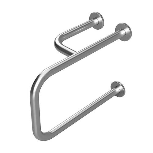 BELP St�tzgriff Links Edelstahl geb�rstet mit Abdeckung 235x380x516 mm, 120 kg Traglast f�r Bad & WC >> zum Bohren