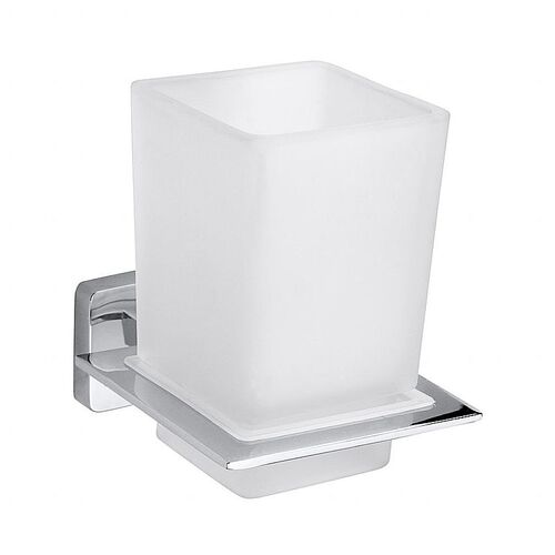 BIKI Glashalter mit Glas Chrom Glas poliert 77x97x100 mm f�r Bad & K�che >> zum Bohren