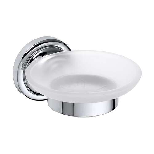 BETRO CHROM Seifenschale Messing Glas Chrom 110x65x138 mm f�r Bad & K�che >> zum Bohren