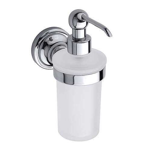 BETRO CHROM Seifenspender Messing Glas Chrom 80x190x120 mm, 230 ml f�r Bad & K�che >> zum Bohren