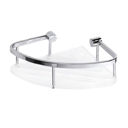 BYTRO Eckseifenkorb Messing Acryl matt Wei� Chrom 200x265x78 mm f�r Bad & WC >> zum Bohren