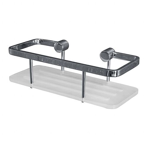 BYTRO Seifenkorb Messing Acryl matt Wei� Chrom 110x250x75 mm f�r Bad & WC >> zum Bohren