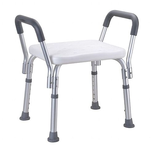 BELP Duschsitz mit Armlehnen Aluminium Kunststoff Wei� 555x560-573,400 mm, 120 kg Traglast f�r Bad & WC >> Freistehend anwendbar