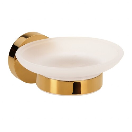 BILLO Seifenablage Messing Milchglas Gold poliert 129x110x55 mm f�r Bad & K�che >> zum Bohren oder Kleben