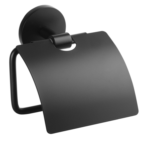 BOX Papierrollenhalter mit Deckel Zink Schwarz 59x138x135 mm >> zum Bohren