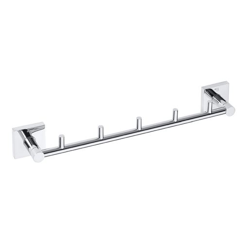 META Hakenleiste 5 Haken Messing Chrom 70x415x55 mm f�r Bad & K�che >> zum Bohren