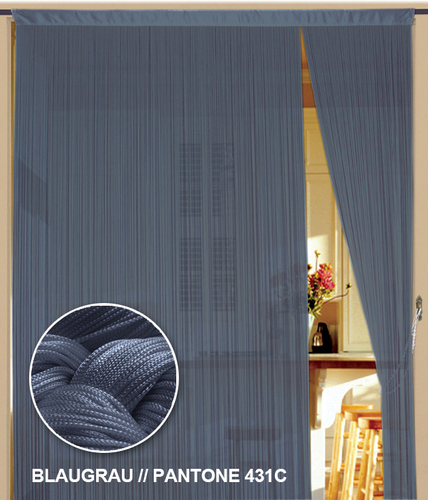 Fadenvorhang 150 cm x 500 cm (BxH) blaugrau