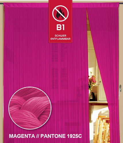 Fadenvorhang 150 cm x 500 cm (BxH) magenta in B1 schwer entflammbar