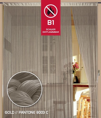 Fadenvorhang 150 cm x 500 cm (BxH) gold  B1 schwer entflammbar