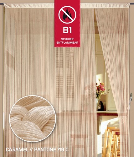 Fadenvorhang 150 cm x 700 cm (BxH) caramel in B1 schwer entflammbar
