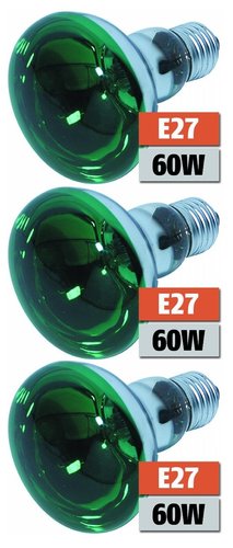 1853 Leuchtmittel Reflektor R-80 gr�n 230 Volt 60 Watt 3-er Pack 