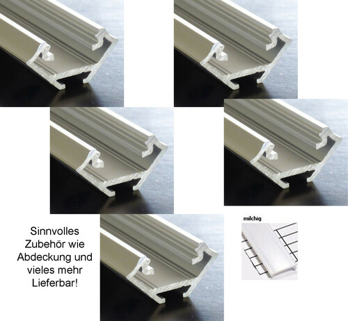 2226 ALU Profil Eckig f�r 45- Abstrahlwinkel L: 202cm eloxiert 23,3mm 5er Pack 