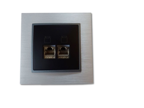 2534 ABELKA ALU schwarz Netzwerkdose CTA6 voll geschirnt