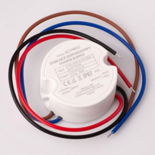 1892 LED Netzteil rund 230 Volt auf 12 Volt 30 Watt = 2,50 Amp. IP20 