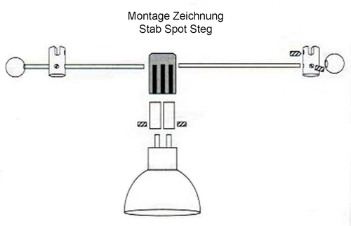 3438 Stab-Spot Steg ohne Leuchtmittel schwarzes Isolierteil 
