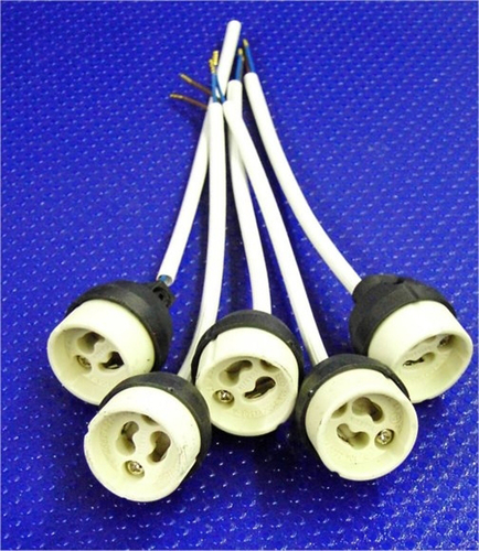 3898 Fassung Brandschutz Keramik GU-10 Kabel ca. 150 mm 5-er Pack