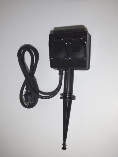 4967 Gartensteckdose Energie Verteiler mit Erdspie� 2 fach 