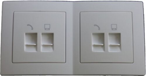 6793 ABELKA Nuovo wei� je 2xTelefon Dose + 2xCAT5 wei� Schalter Serie
