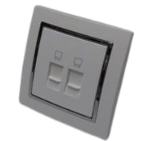 6974 Levina S Netzwerk Dose 2 x RJ45 silberner Rand