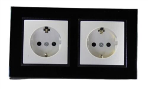 7844 Abelka Nuovo schwarz GLAS 2 x  Schukosteckdose 230 Volt 16 Ampere