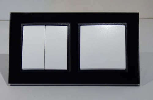 7972 Abelka Nuovo schwarz GLAS Wechsel- + Serienschalter