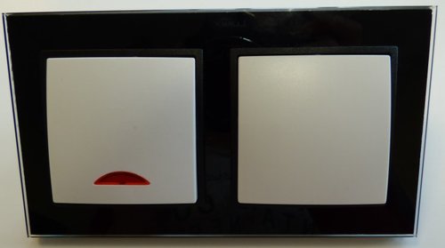 7977 Abelka Nuovo schwarz GLAS Kontroll + RJ-45/RJ-11 Telfondose 