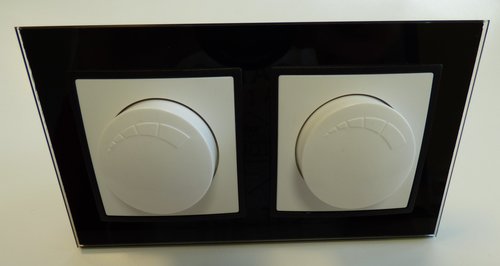 7984 Abelka Nuovo schwarz GLAS 2 x Dimmer 20-300 Watt