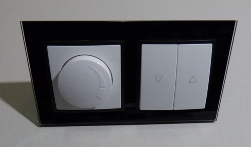 7987 Abelka Nuovo schwarz GLAS Dimmer + Jalousie Taster