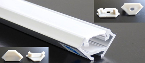 8043 ALU Profil 1 m x 16 mm 45 Grad Milchig Abdeckung Endkappen +Befestigung 