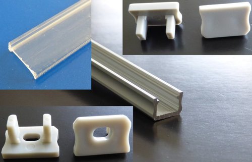 8101 ALU Profil 16mm x 1m Transparente Abdeckung Endkappen Befestigungsklammern. 