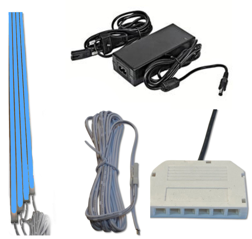 1737 LED ALU Slim 4x1,00m direkt-indirektes Licht Netzteil Blau