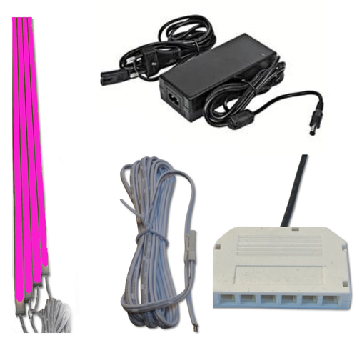 1739 LED ALU Slim 4x1,00m direkt-indirektes Licht Netzteil Pink