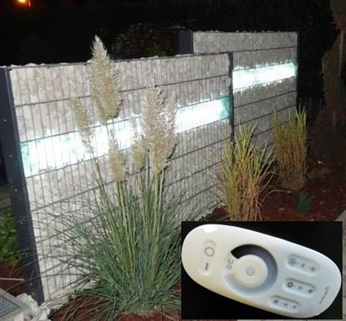 8562 Gabionen Leuchte 1,20 Meter mit Dimmer und Fernbedienung Kalt Wei� 
