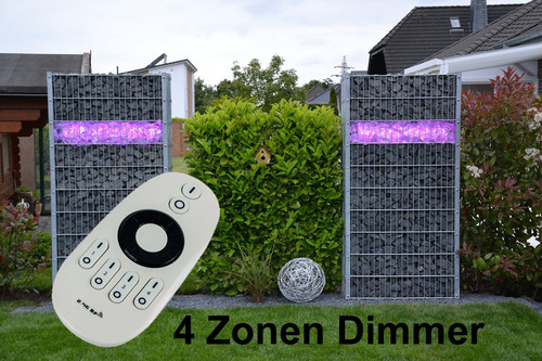 8573 Gabionen Leuchte 2 x 0,95 m mit Dimmer und Fernbedienung kalt wei� 