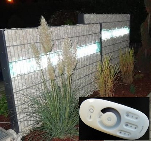 8752 Gabionen Leuchte 0,95 m kalt wei� + warm wei� 2-farbig Fernbedienung 