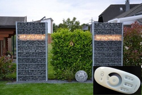 8755 Gabionen Leuchte 1,40 m kalt wei� + warm wei� 2-farbig Fernbedienung 
