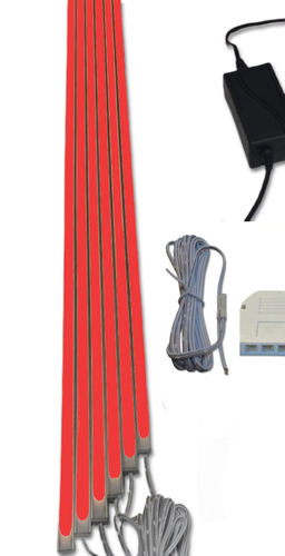 1763 LED ALU Slim 6x1,00m direkt-indirektes Licht Netzteil Rot