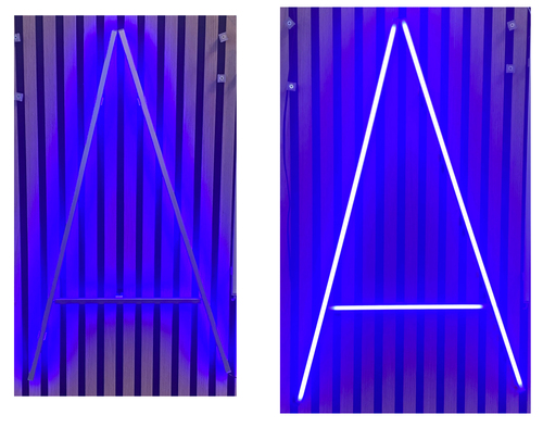 1799 LED ALU Slim Leuchte Buchstabe A direkt-indirekt Blaues Licht