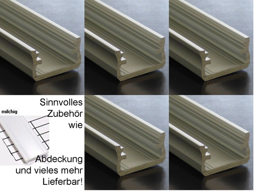 2179 ALU Profil U-Form 202cm eloxiert 16mm Breite 5er Pack 