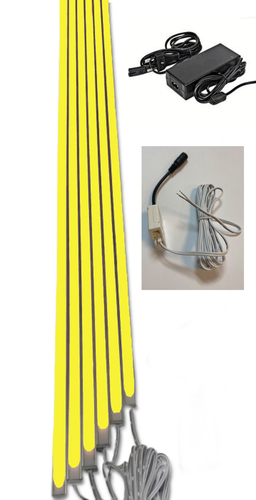 2249 LED ALU Leuchte f. Paneele 18mm Abstand 6x50cm Netzteile GELB