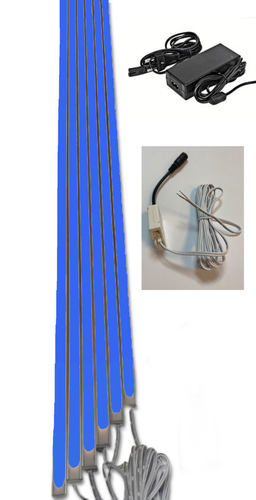 2258 LED ALU Leuchte f. Paneele 18mm Abstand 6x50cm Netzteile BLAU
