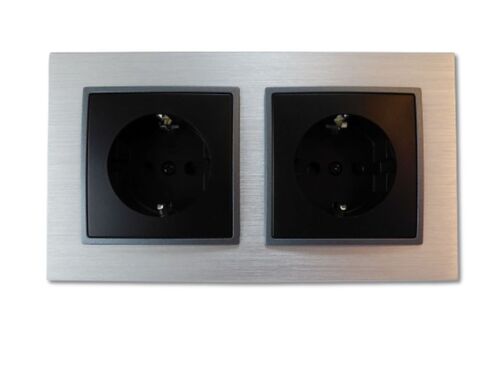 2548 ABELKA ALU schwarz 2x Steckdose Steckanschlu� 230Volt 16A