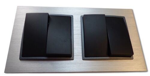 2566 ABELKA ALU si/sw 2x Jalousie Taster 230 Volt 10 Ampere