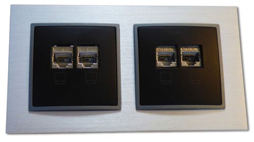 2567 ABELKA ALU si/sw 2x Netzwerkdose CAT6 voll geschirmt