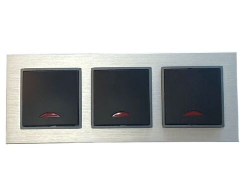 2595 ABELKA ALU si/sw 3x Schalter mit Kontroll Leuchte 230Volt 10 Amp.