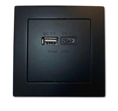2644 Levina sw/sw USB Ladedose 2-fach USB-C 18W + USB-A schwarz