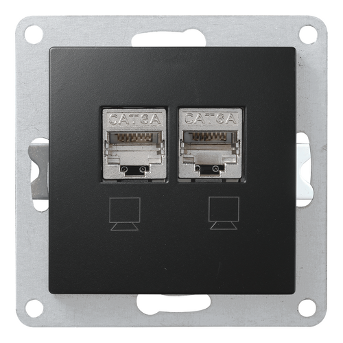 2798 Einsatz schwarz Netzwerkdose CAT6 voll geschirmt