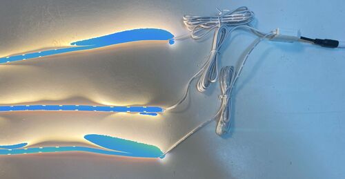 2893 LED Regal Beleuchtung L�nge 3x0,3m +Kabel +Netzteil Blau