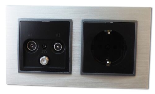 2998 ABELKA ALU si/sw 1x Steckdose 1x Antennendose